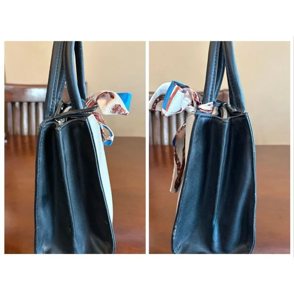 NINE WEST - EUC Tri-Color Tailored Faux Leather Satchel. Organization Galore